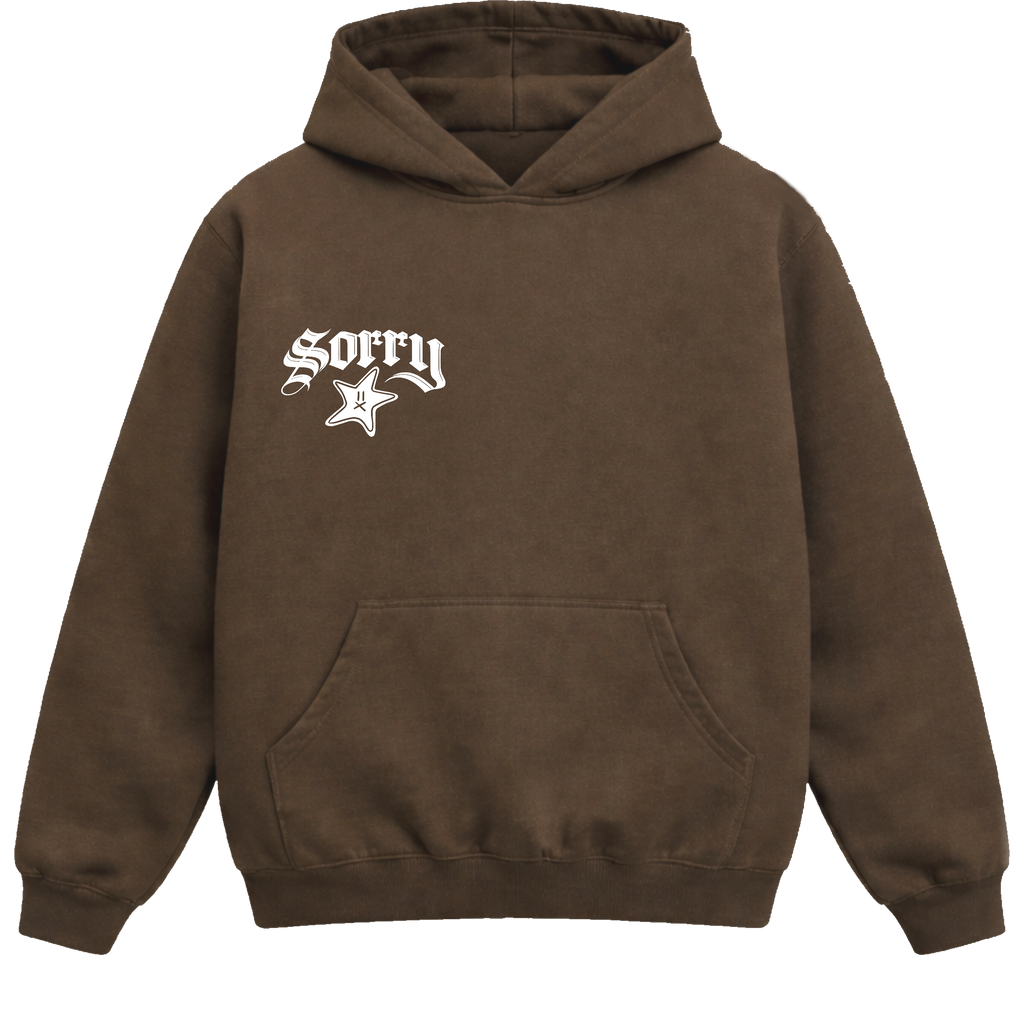 BROWN SORRY HOODIE