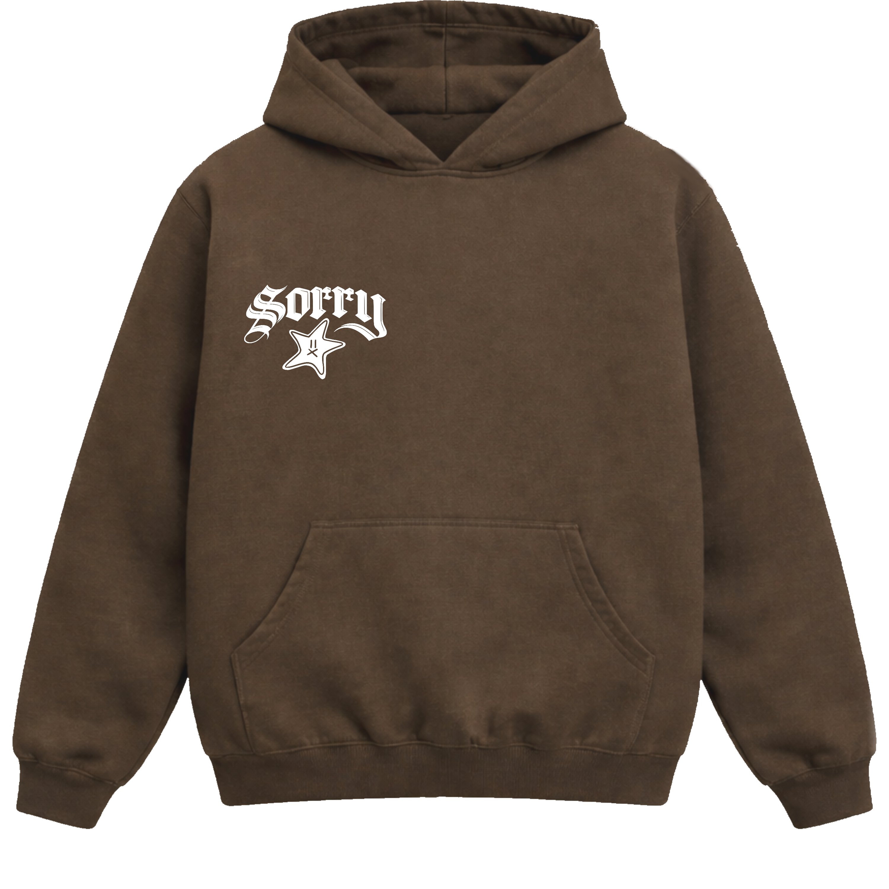 BROWN SORRY HOODIE