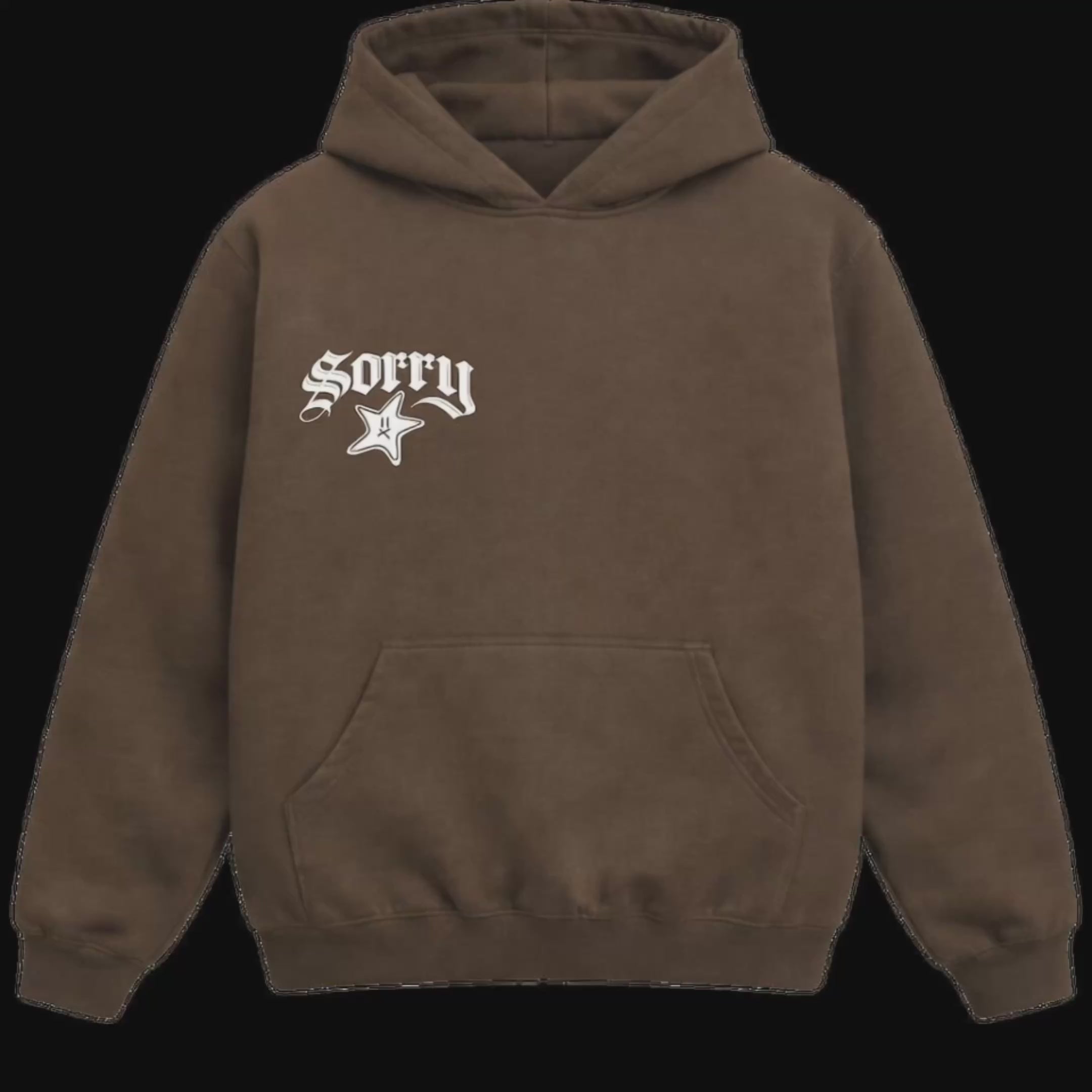 BROWN SORRY HOODIE